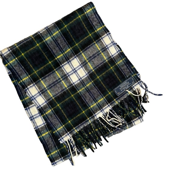 SCOTTISH EXPERIENCE LAMBSWOOL Highland Tartan Clan Plaid Scarf Fringe Blue White - Picture 7 of 12